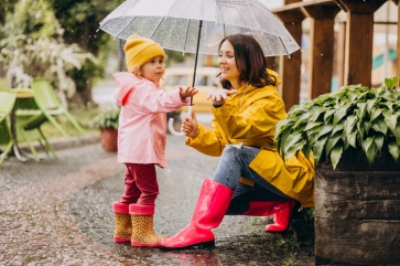 girl and woman with umbrella